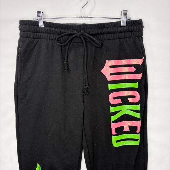 Universal Wicked Womens Size M Jogger Sweatpants Elphaba Glinda Black Sparkle - Picture 16 of 16